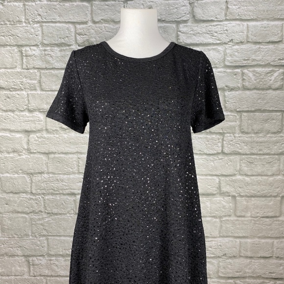 LuLaRoe Elegance Black Sparkle Carly Dress - Picture 2 of 6